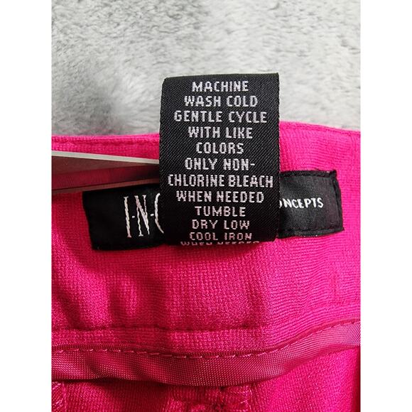 INC Mid Rise Skinny Cuffed Leg Pants Size 16 Bright Pink Stretch Office Career - Picture 4 of 9